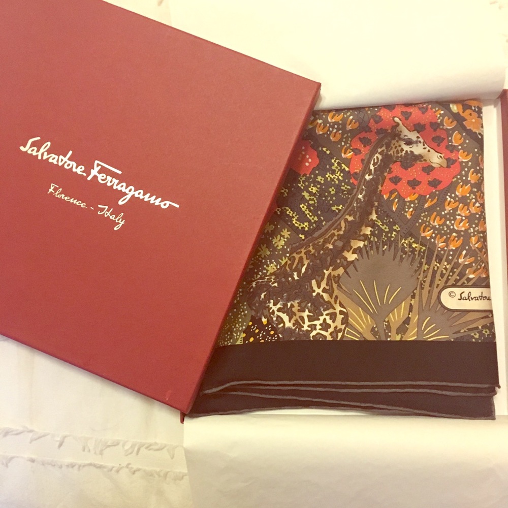 Salvatore Ferragamo Animal Print Square Scarf